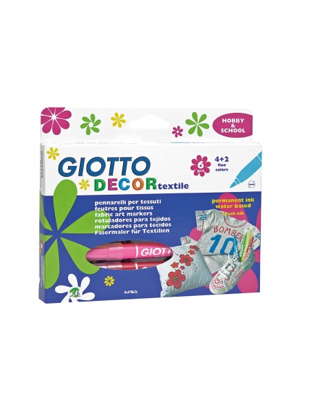 ROTULADOR GIOTTO DECOR TEXTILEPARA CAMISETAS 6 COL.