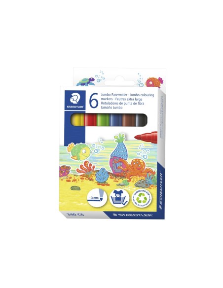 ROTULADOR STAEDTLER COLOR JUMBO TRAZO 3 MM ESTUCHE 6 COL.SURT.