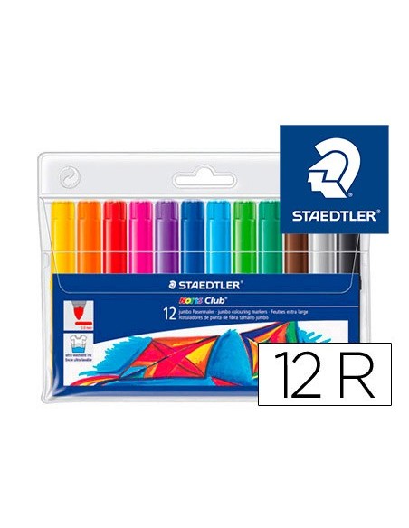 ROTULADOR STAEDTLER COLOR JUMBO TRAZO 3 MM ESTUCHE 12 COL.SURT.