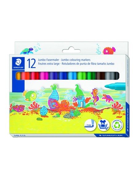 ROTULADOR STAEDTLER COLOR JUMBO TRAZO 3 MM ESTUCHE 12 COL.SURT.
