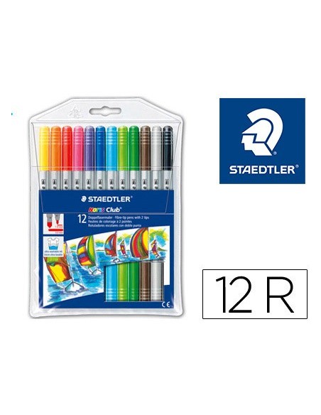 ROTULADOR STAEDTLER NORIS CLUB DOBLE PUNTA CAJA 12 COL.SURT.