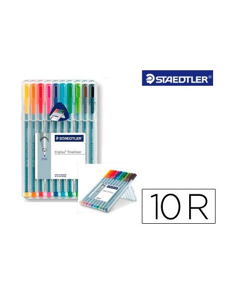 ROTULADOR STAEDTLER TRIPLUS FINELINER ESTUCHE 10 COLORES SURTIDOS