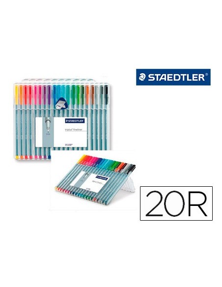 ROTULADOR STAEDTLER TRIPLUS FINELINER ESTUCHE 20 COLORES SURTIDOS