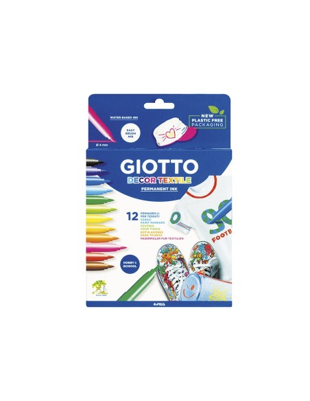 ROTULADOR GIOTTO DECOR TEXTILE PARA CAMISETAS 12 COLORES