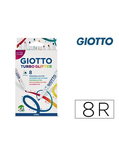ROTULADOR GIOTTO TURBO GLITTER PURPURINA CAJA DE 8 UNIDADES