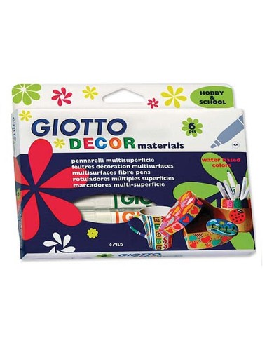 ROTULADOR GIOTTO DECOR MATERIALS CAJA DE 6 COLORES SURTIDOS