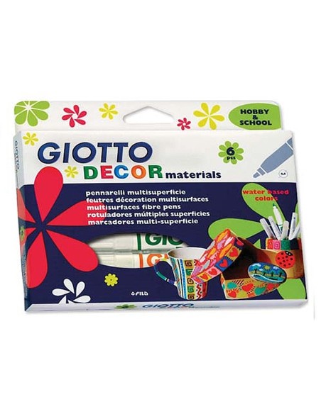 ROTULADOR GIOTTO DECOR MATERIALS CAJA DE 6 COLORES SURTIDOS