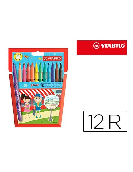 ROTULADOR STABILO POWER CAJA DE 12 COLORES