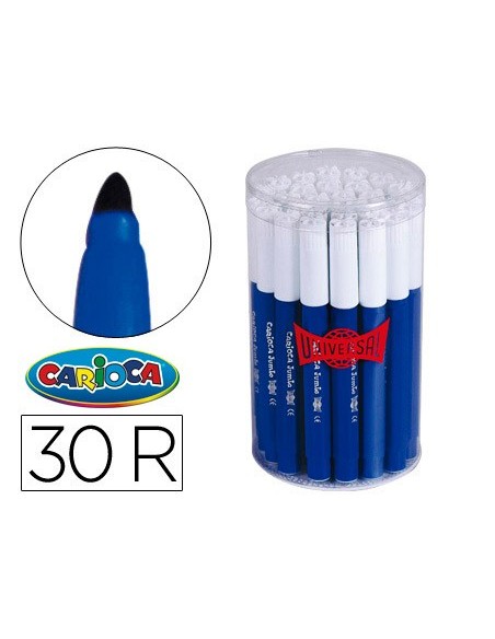ROTULADOR CARIOCA JUMBO C-30 AZUL PUNTA GRUESA BOTE 30 UDS.