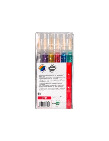 ROTULADOR  EFECTO PURPURINA METALIZADA REVERSIBLE SURT.CAJA 6 UD.