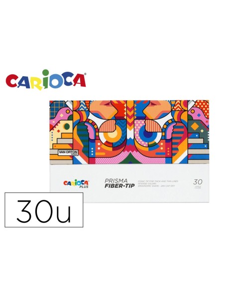 ROTULADOR CARIOCA PLUS PRISMA FIBER-TIP FIBRA CAJA COMP. 30 UD.SURT.