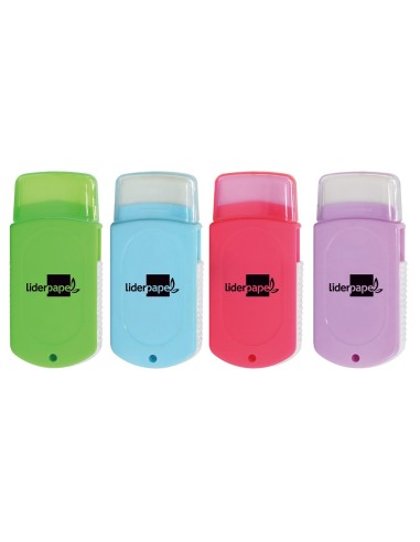 GOMA LIDERPAPEL RECTANGULAR SACAPUNTAS 2 USOS CEPILLO SURT.