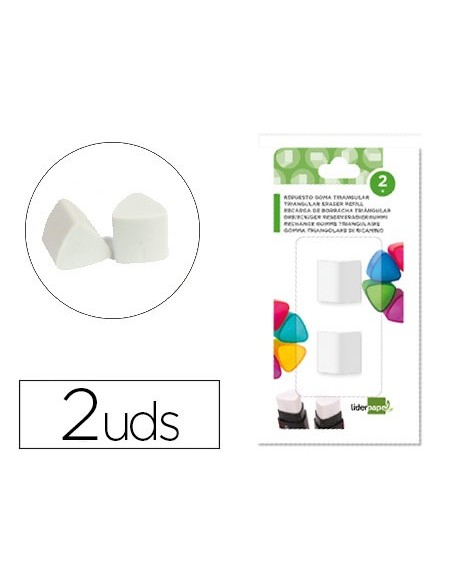 REPUESTO GOMA LIDERPAPEL TRIANGULAR SACAPUNTAS BLISTER 2 UNIDADES