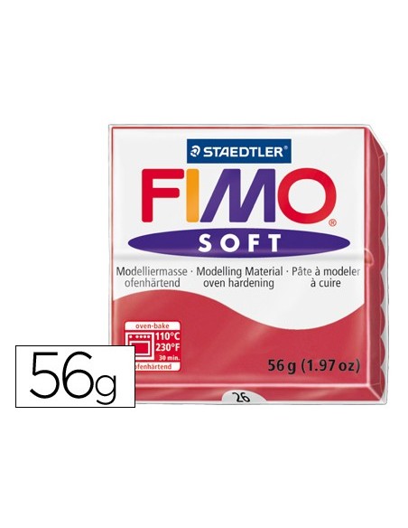 PASTA STAEDTLER FIMO SOFT 56 GR COLOR ROJO CEREZA