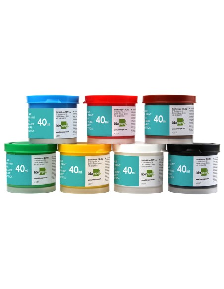 TEMPERA LIDERPAPEL ESCOLAR 40 ML 7 COLORES SURTIDOS + PINCEL