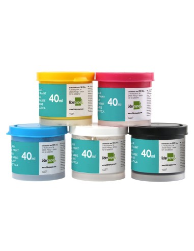 TEMPERA LIDERPAPEL ESCOLAR 40 ML 5 COLORES SURTIDOS + PINCEL