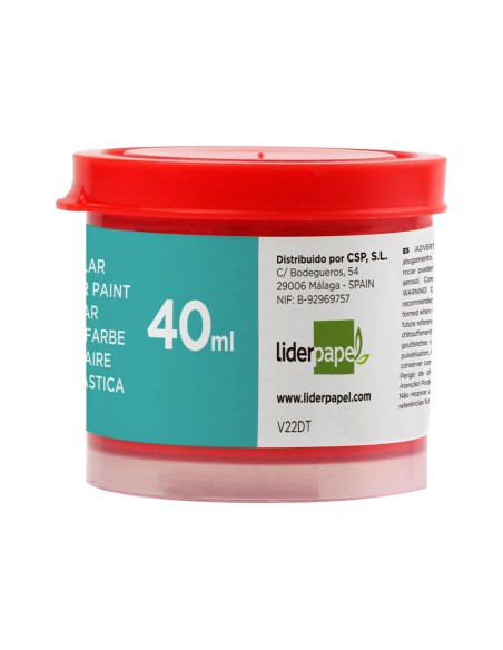 TEMPERA LIDERPAPEL ESCOLAR 40 ML ROJO