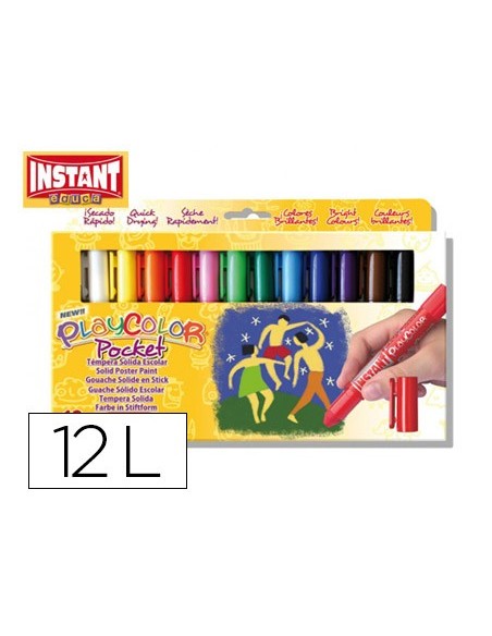 TEMPERA SOLIDA BARRA INSTANT POCKET CAJA 12 COL.SURT.10521