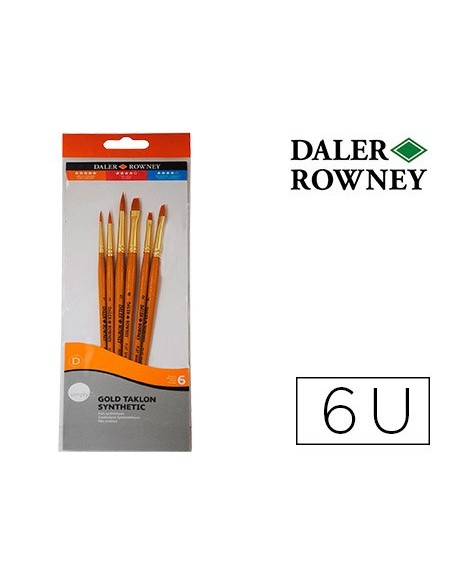 PINCELES DALER ROWNEY SIMPLY ART SINTENTICO MANGO CORTO DORADO 6 UD.