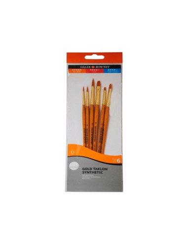 PINCELES DALER ROWNEY SIMPLY ART SINTENTICO MANGO CORTO DORADO 6 UD.