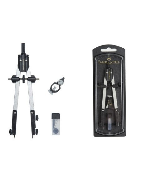 COMPAS FABER CASTELL ESCOLAR DE AJUSTE RAPIDO CON ADAPTADOR UNIVERSAL