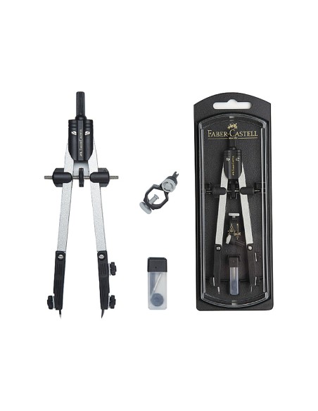 COMPAS FABER CASTELL ESCOLAR DE AJUSTE RAPIDO CON ADAPTADOR UNIVERSAL