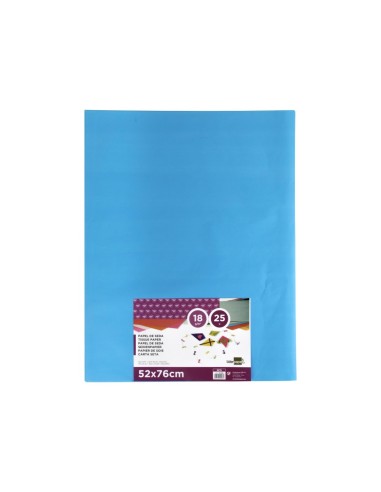 PAPEL SEDA CELESTE 52X76 CM 18 GR PAQUETE 25 H.