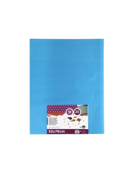 PAPEL SEDA CELESTE 52X76 CM 18 GR PAQUETE 25 H.