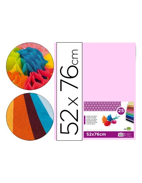 PAPEL SEDA ROSA 52X76 CM 18 GR PAQUETE 25 H.