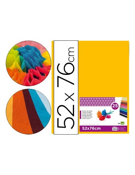 PAPEL SEDA NARANJA 52X76 CM 18 GR PAQUETE 25 H.