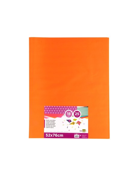 PAPEL SEDA NARANJA 52X76 CM 18 GR PAQUETE 25 H.
