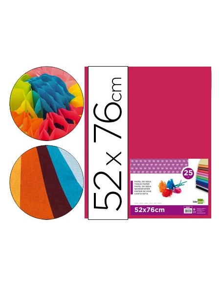 PAPEL SEDA ROSA FUERTE 52X76 CM 18 GR PAQUETE 25 H.