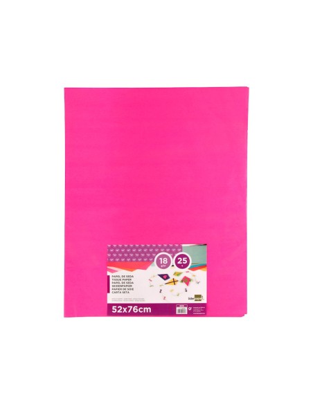 PAPEL SEDA ROSA FUERTE 52X76 CM 18 GR PAQUETE 25 H.