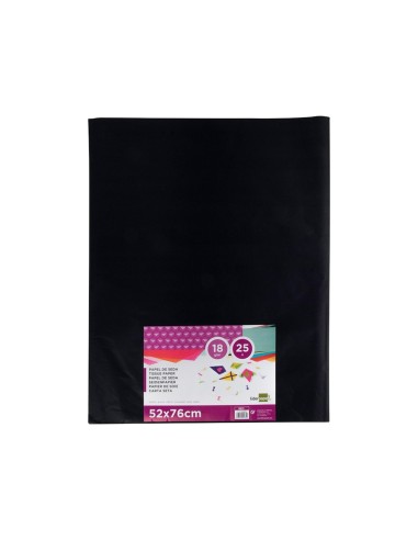 PAPEL SEDA NEGRO 52X76 CM 18 GR PAQUETE 25 H.