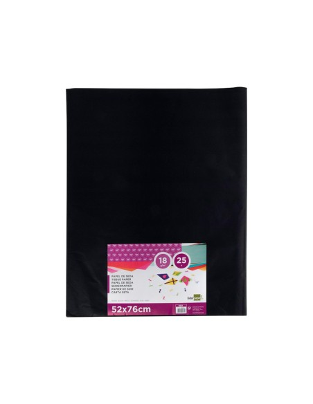 PAPEL SEDA NEGRO 52X76 CM 18 GR PAQUETE 25 H.
