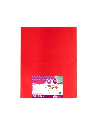 PAPEL SEDA ROJO 52X76 CM 18 GR PAQUETE 25 H.