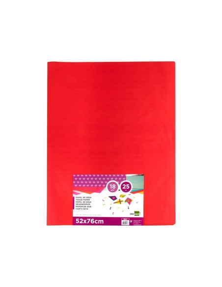 PAPEL SEDA ROJO 52X76 CM 18 GR PAQUETE 25 H.