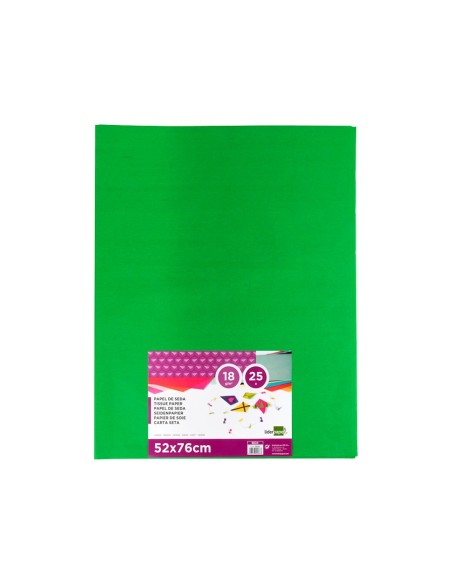 PAPEL SEDA VER MEDIO 52X76 CM 18 GR PAQUETE 25 H.