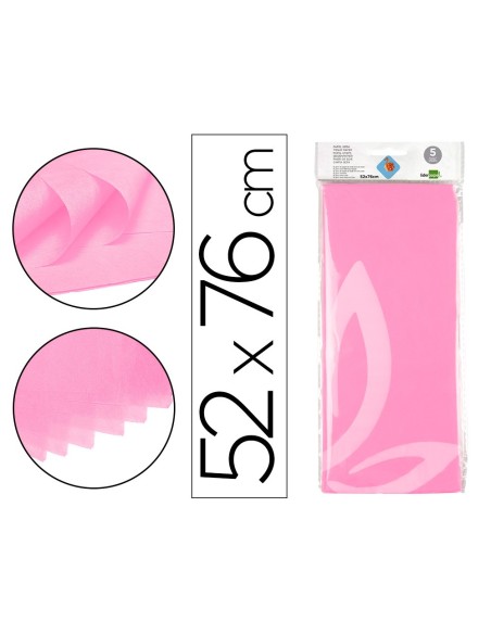 PAPEL SEDA 52X76 CMROSA BOLSA 5 H.