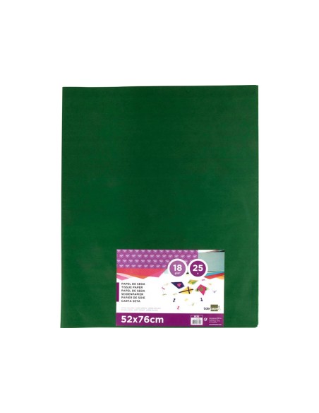 PAPEL SEDA LIDERPAPEL VERDE OSCURO 52X76CM 18 GR/M2 PAQUETE 25 HOJAS