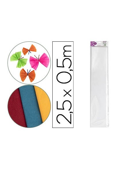 PAPEL CRESPON 0.50 X 2.50 MT BLANCO ENCELOFANADO