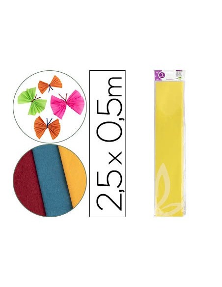 PAPEL CRESPON 0.50 X 2.50 MT AMARILLO ENCELOFANADO