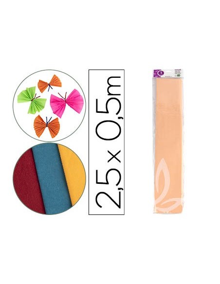 PAPEL CRESPON 0.50 X 2.50 MT SALMON ENCELOFANADO