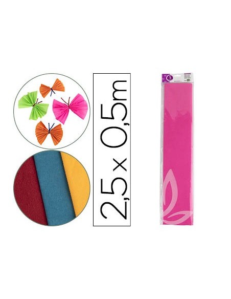 PAPEL CRESPON 0.50 X 2.50 MT ROSA ENCELOFANADO