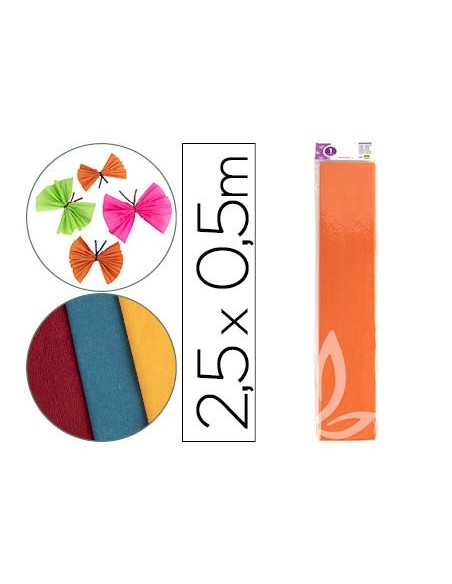 PAPEL CRESPON 0.50 X 2.50 MT NARANJA CLARO ENCELOFANADO