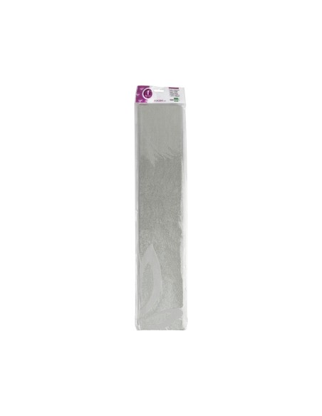 PAPEL CRESPON 0.50 X 2.50 MT METALIZADO PLATA ENCELOFANADO