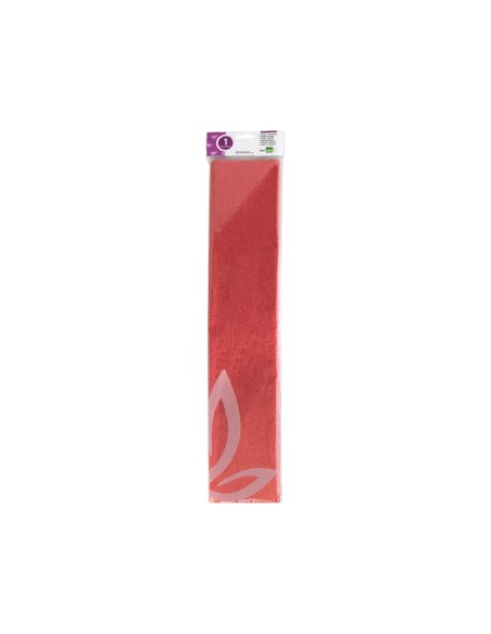 PAPEL CRESPON 0.50 X 2.50 MT METALIZADO ROJO ENCELOFANADO