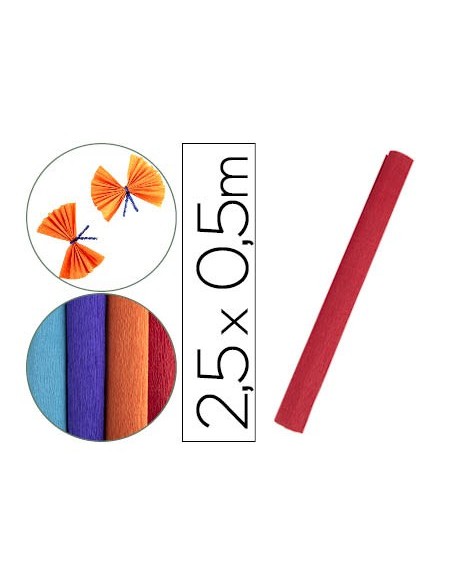 PAPEL CRESPON LIDERPAPEL FLORISTERIA 50 CM X 2,5 M 85G/M2 ROJO CP27