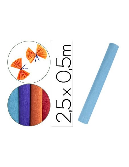 PAPEL CRESPON FLORISTERIA 50 CM X 2,5 M 85G/M2 CELESTE CP30