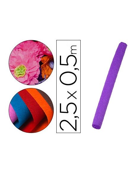 PAPEL CRESPON LIDERPAPEL FLORISTERIA 50 CM X 2,5 M 85G/M2 MORADO CP34